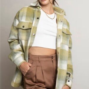 Matcha Green Flannel Shirt Jacket